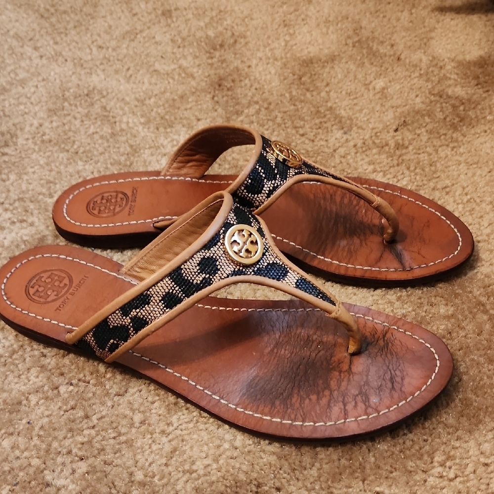 Tory Burch Black and Tan Women's Sandals